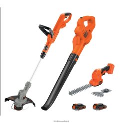 BLACK+DECKER FP0H45520V MAX Cordless Combo Kit String/Hedge Trimmer and Sweeper 2 Batteries and Charger Included Orange Outdoor